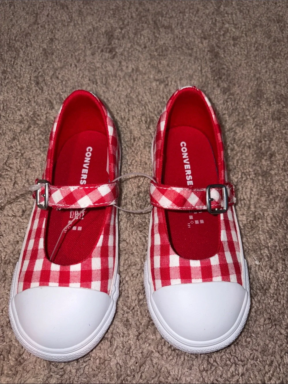 Converse Kids Red and White Gingham Mary Jane Sneakers NWOT